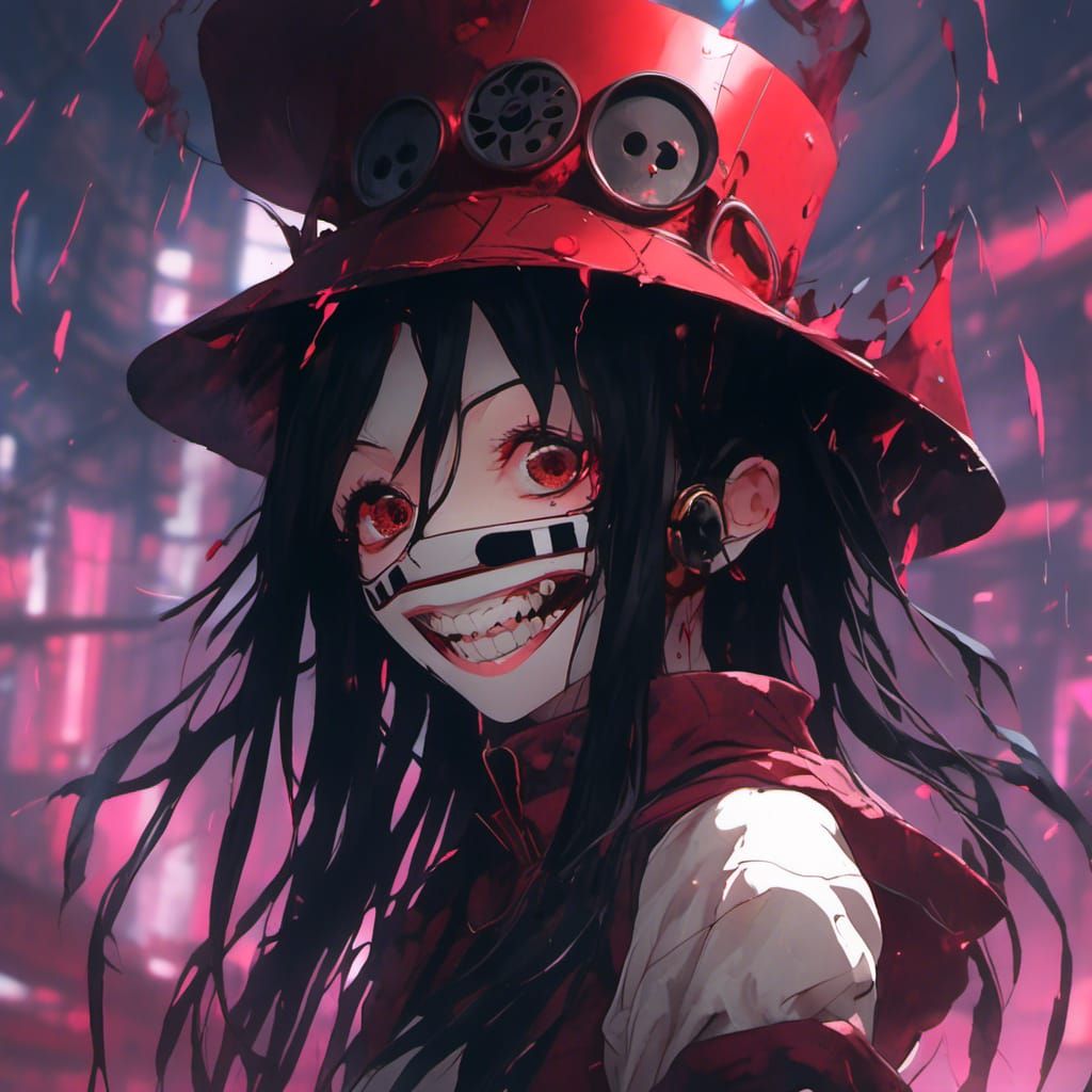 Anime Girl with Metal Mask Bouncing in 3D