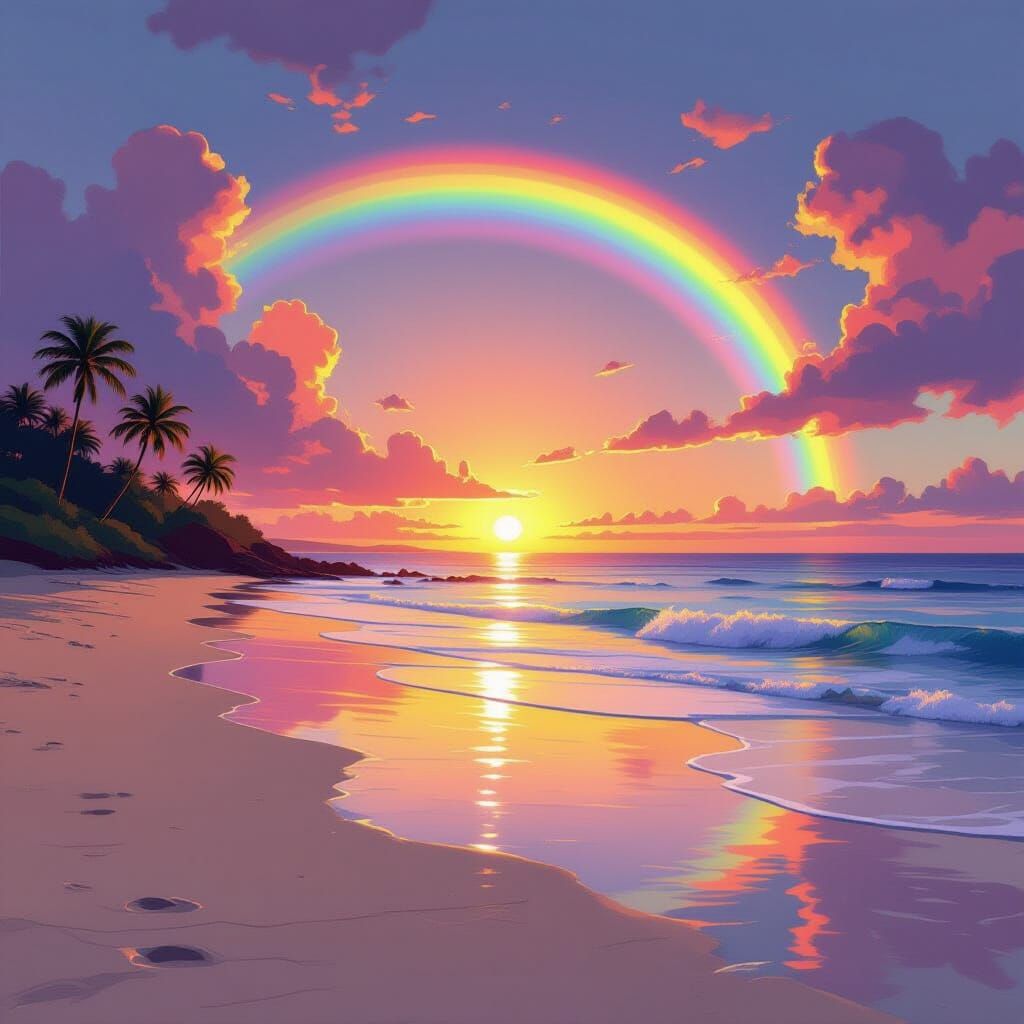 Island Beach Sunset in Rothko-Inspired Color Fields