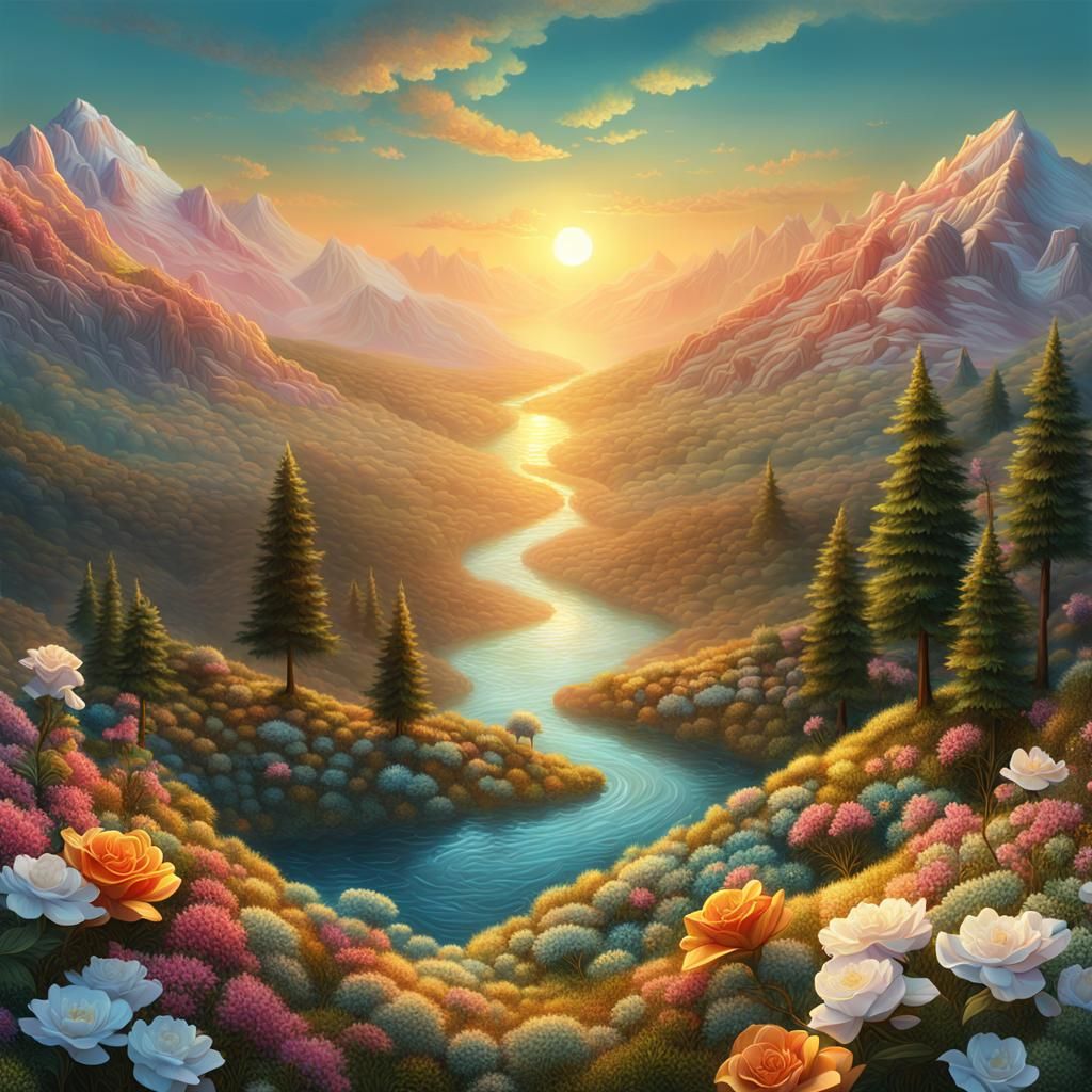 Fantasy Landscape with Filigree Details in 3D Art