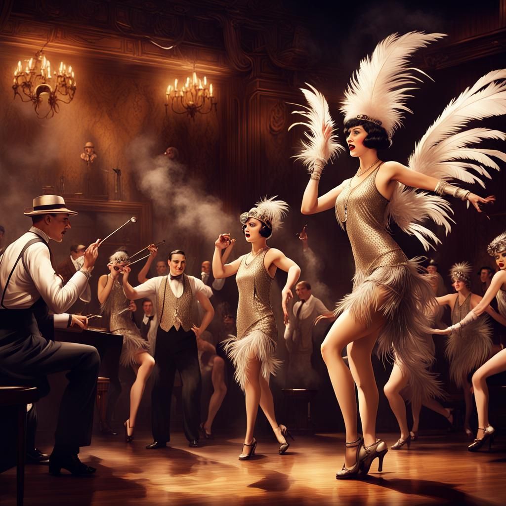 Roaring 20s Flappers Dance in Speakeasy