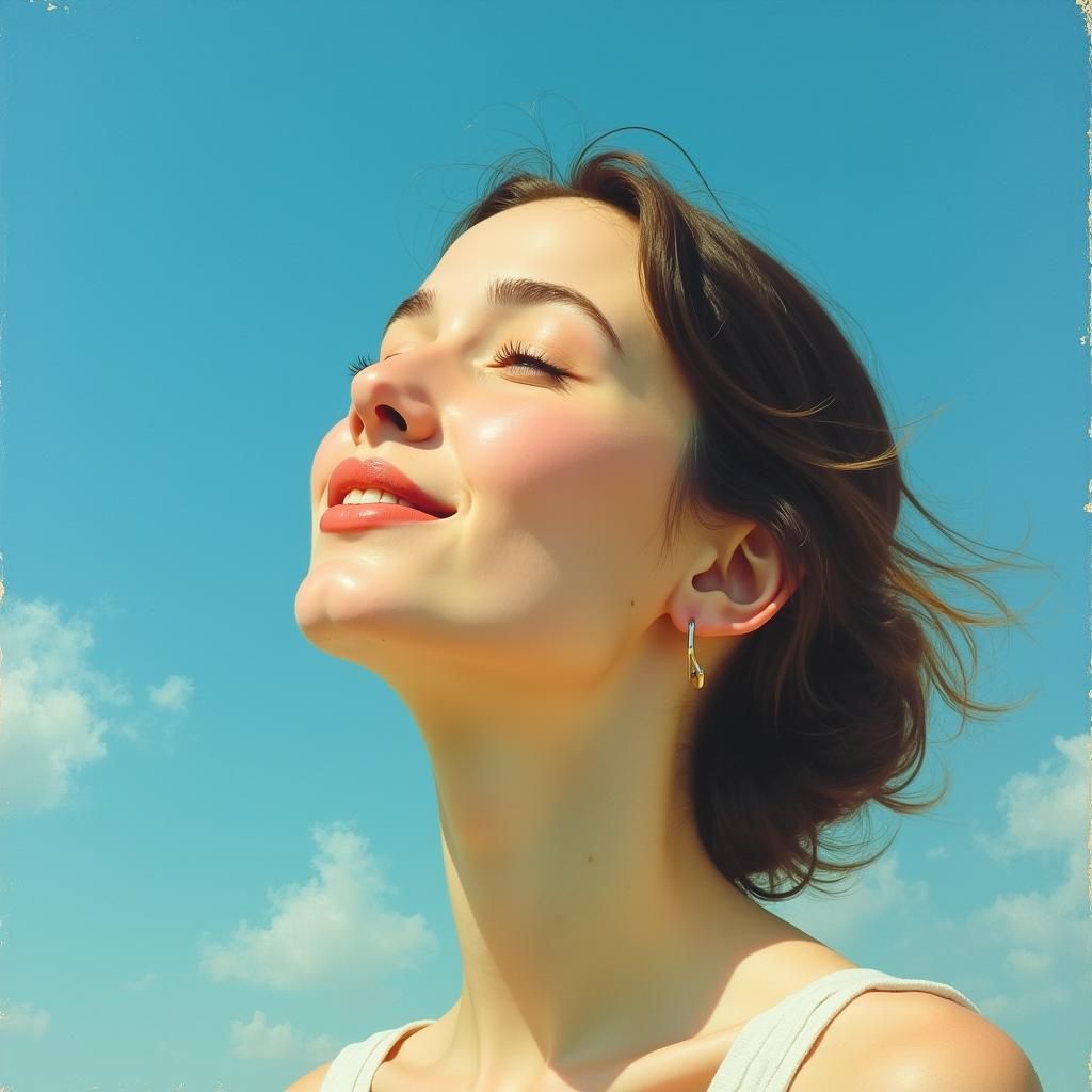 Contemplative Woman in Dreamy Realism Style