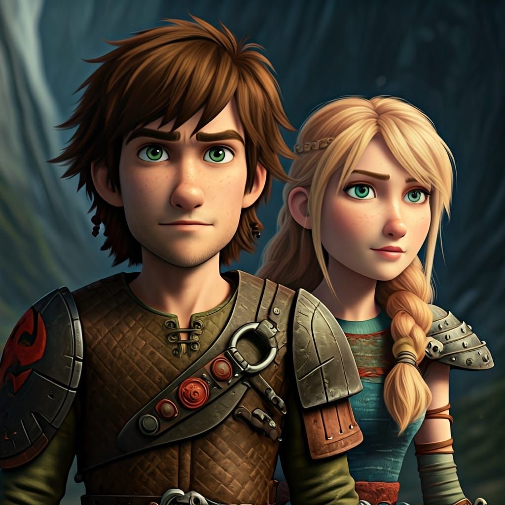 Hiccup and Astrid in Nordic Landscape Art