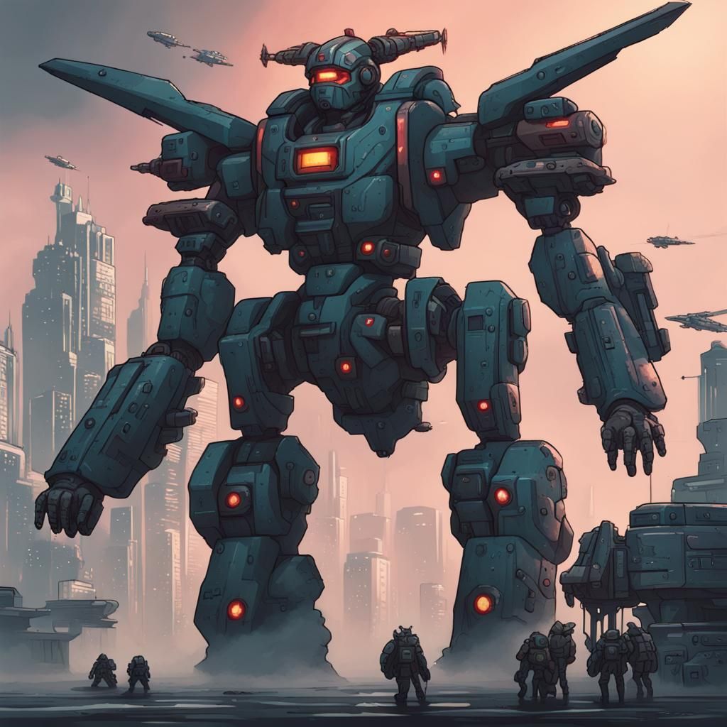 Cyberpunk Giant Mecha Squadron