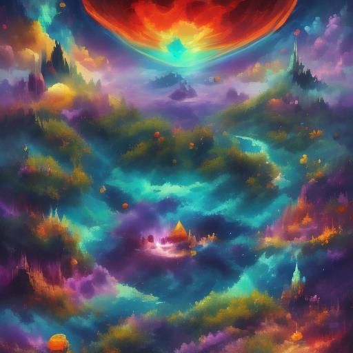 Rainbow Shell in a Bottle on Cloud