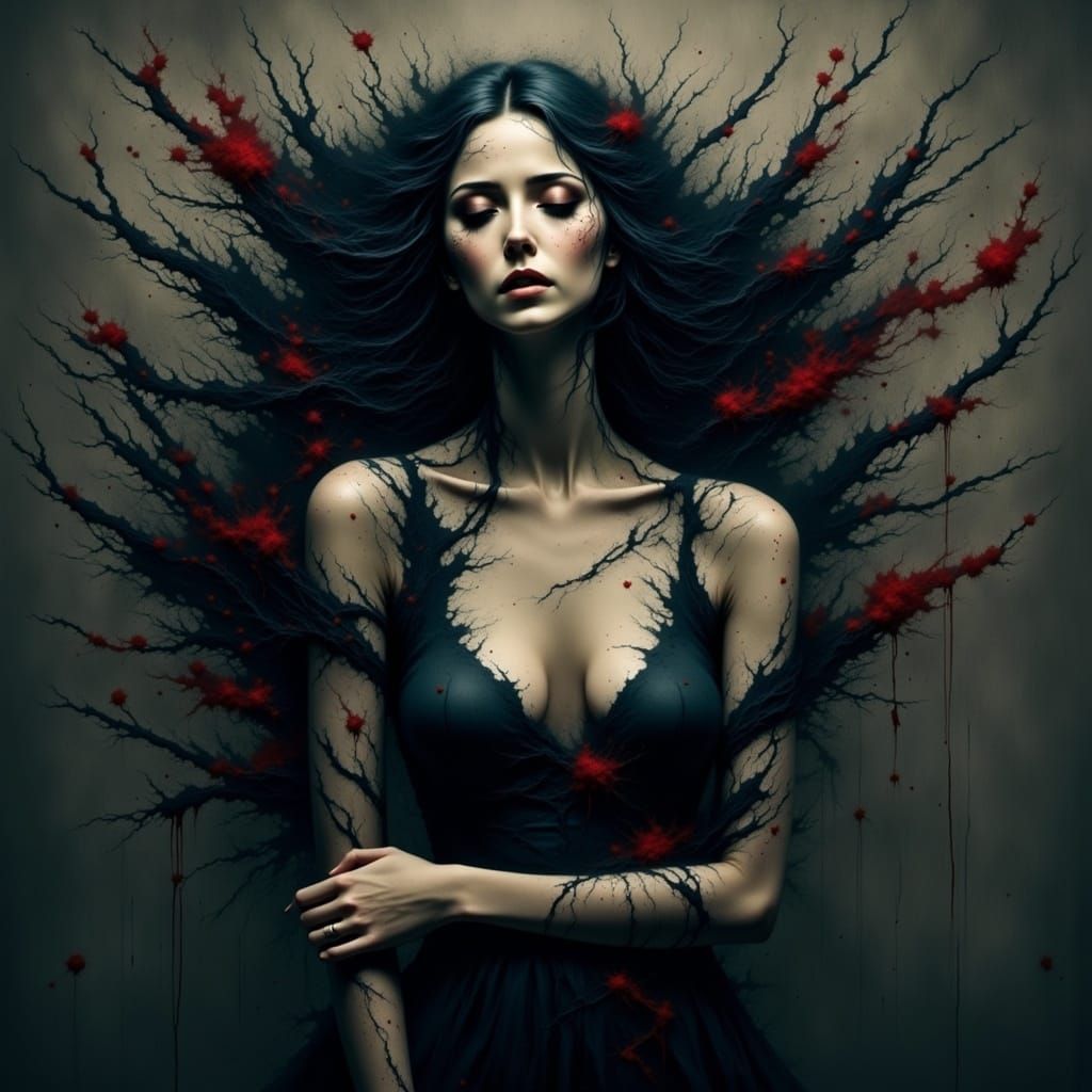 Beautiful Female Vampire with Deep Emotional Expression