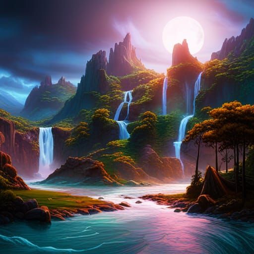 Fantastical Matte Painting with Deep Color, 8K Resolution