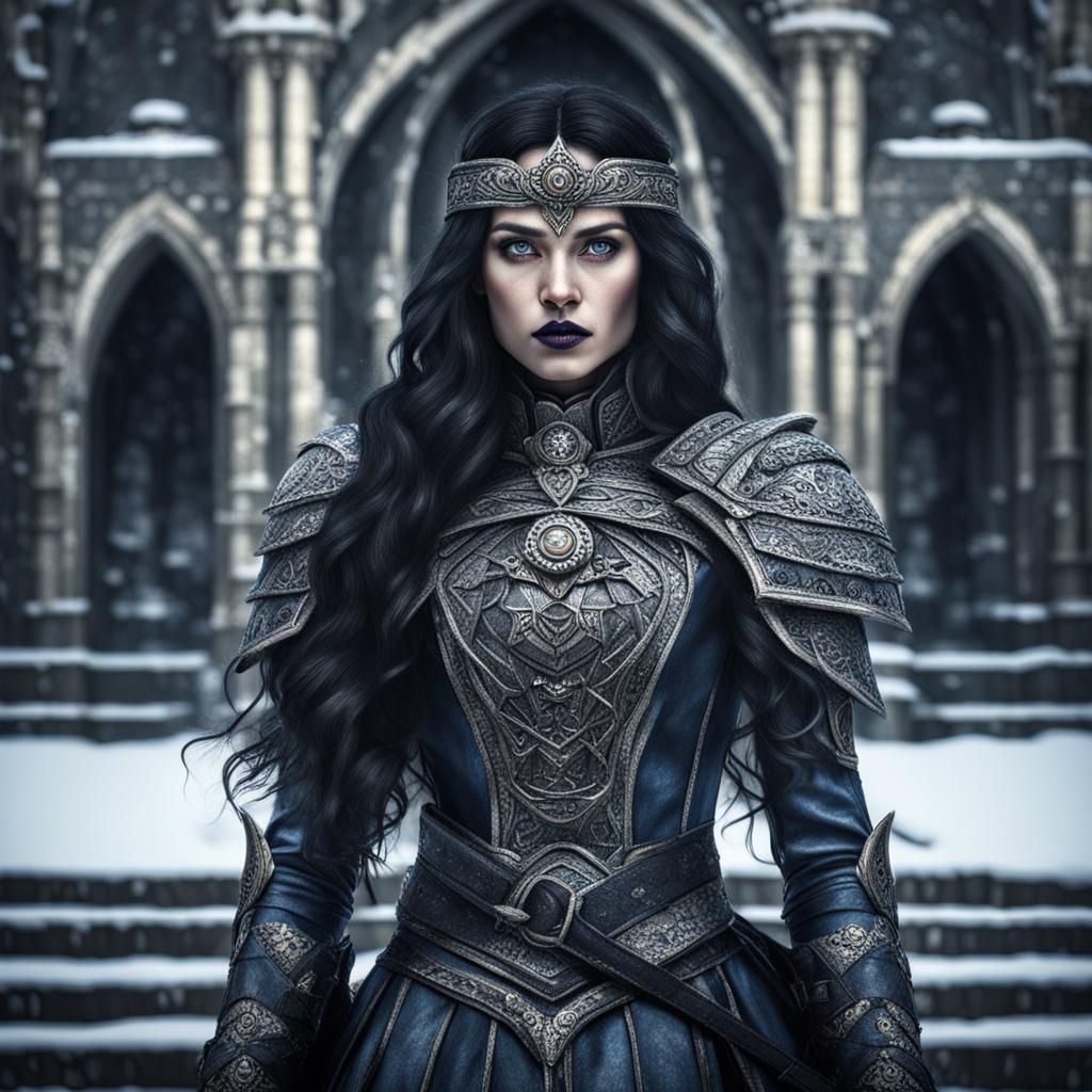 Dark Elf Warrior Woman in Hyperrealistic Style