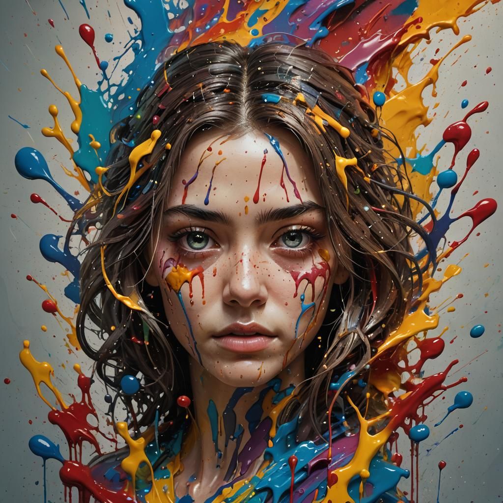Hyperrealistic Sign with Colorful Splash Art