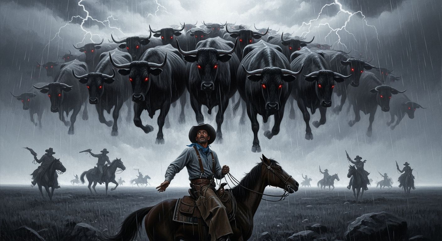 Old West Cowboy Sees Demonic Cattle Stampede