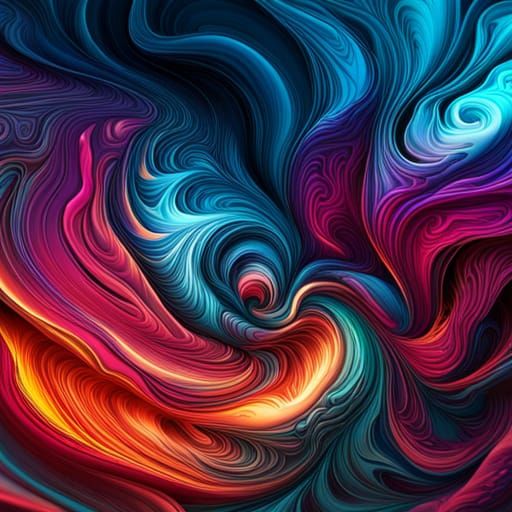 Molten Gems Swirling in Ink Painting Style