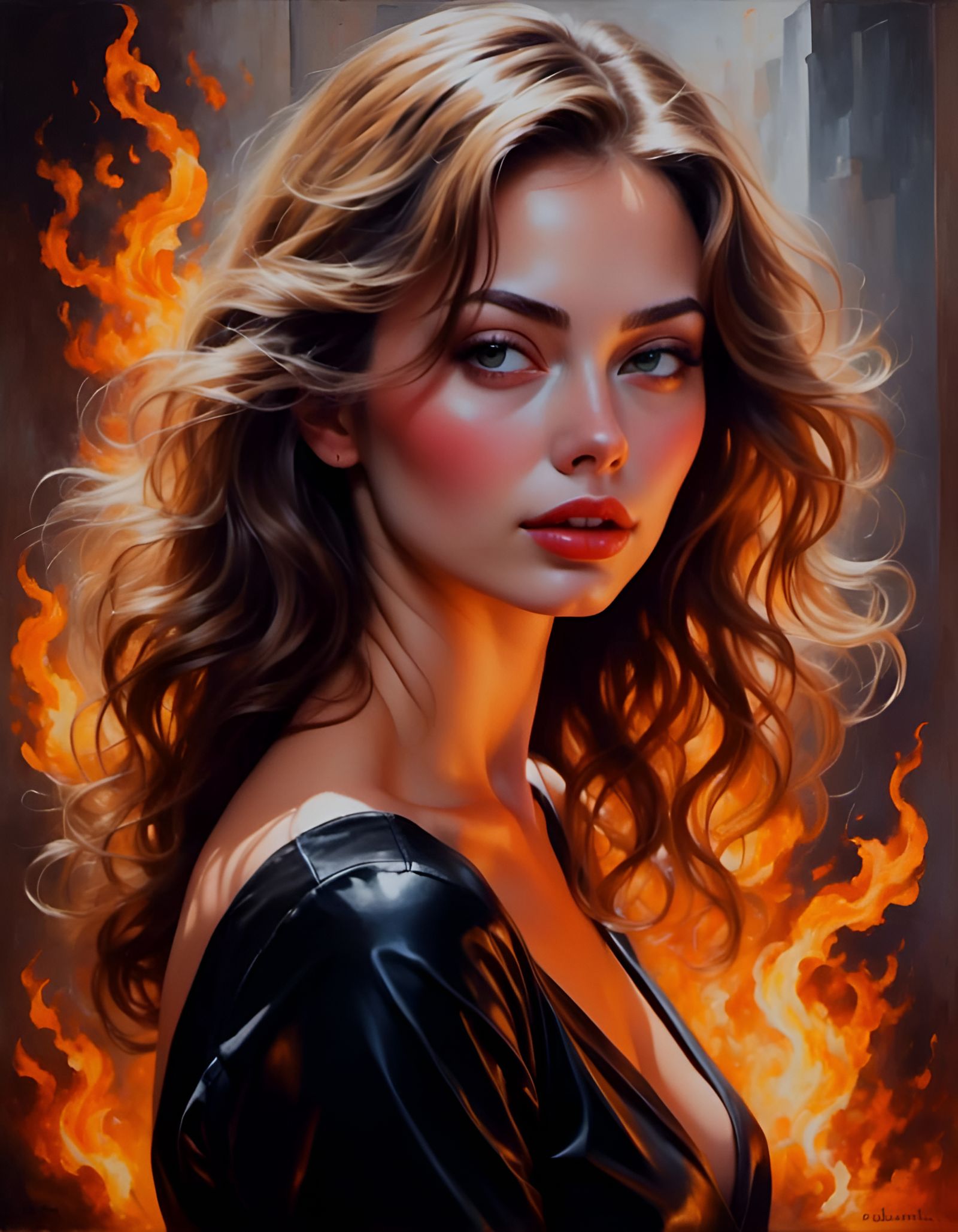 Fiery Portrait of a Hot Woman