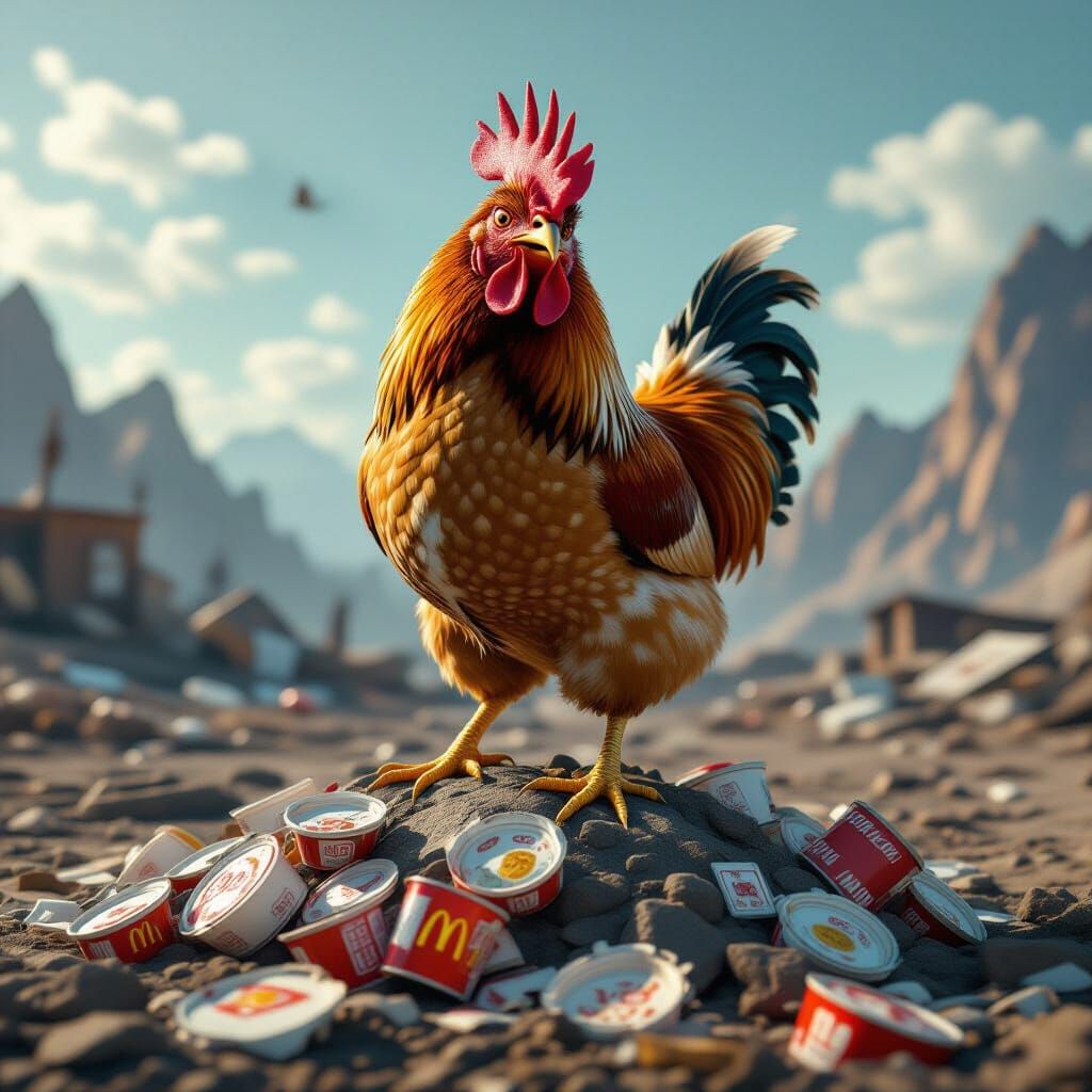 Angry Chicken King on Fast Food Mountain