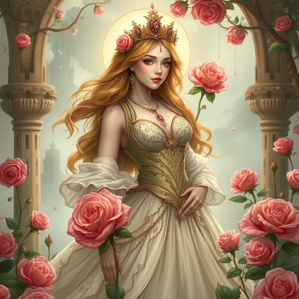 Enchanted Rose Princess in Fantasy Art Style