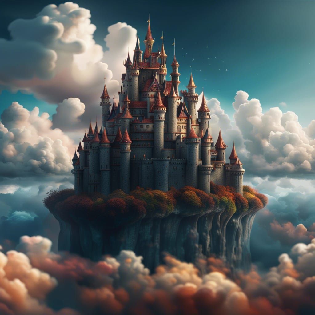 Majestic Cloud Kingdom Castle: Fantasy Concept Art