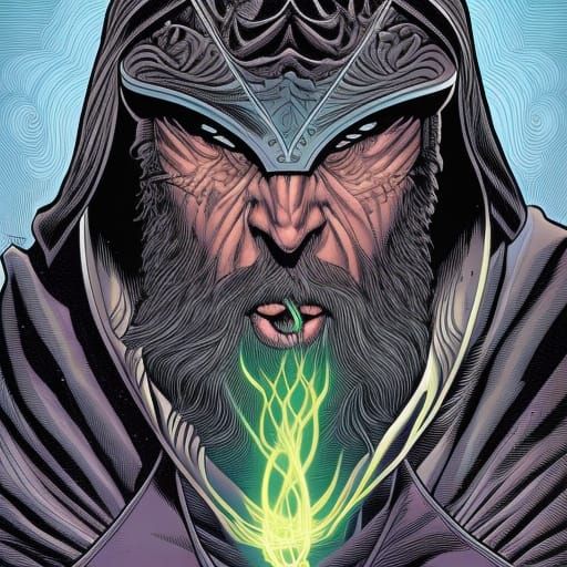 Evil Wizard in Comic Book Style