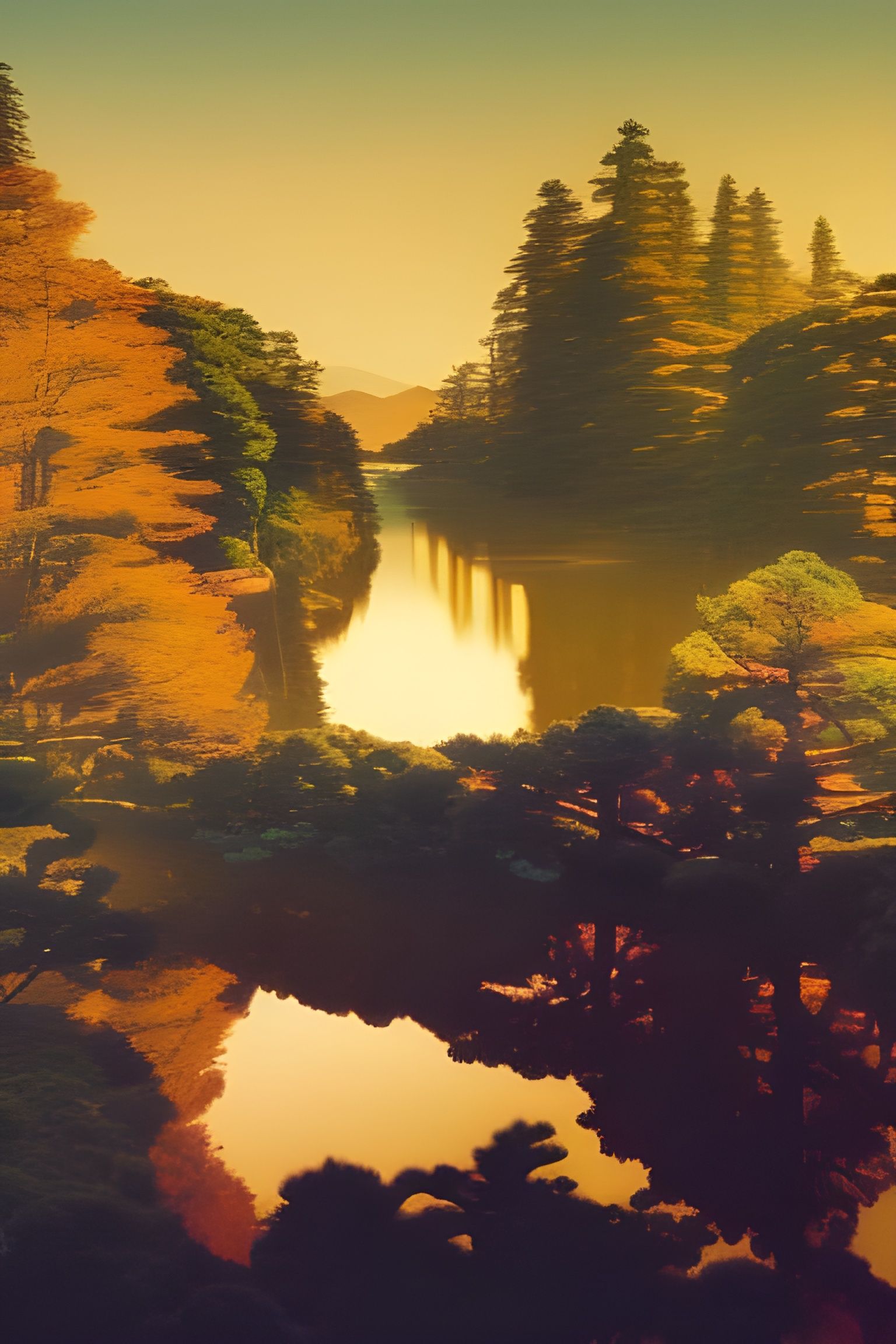 Zen Mountain River Landscape