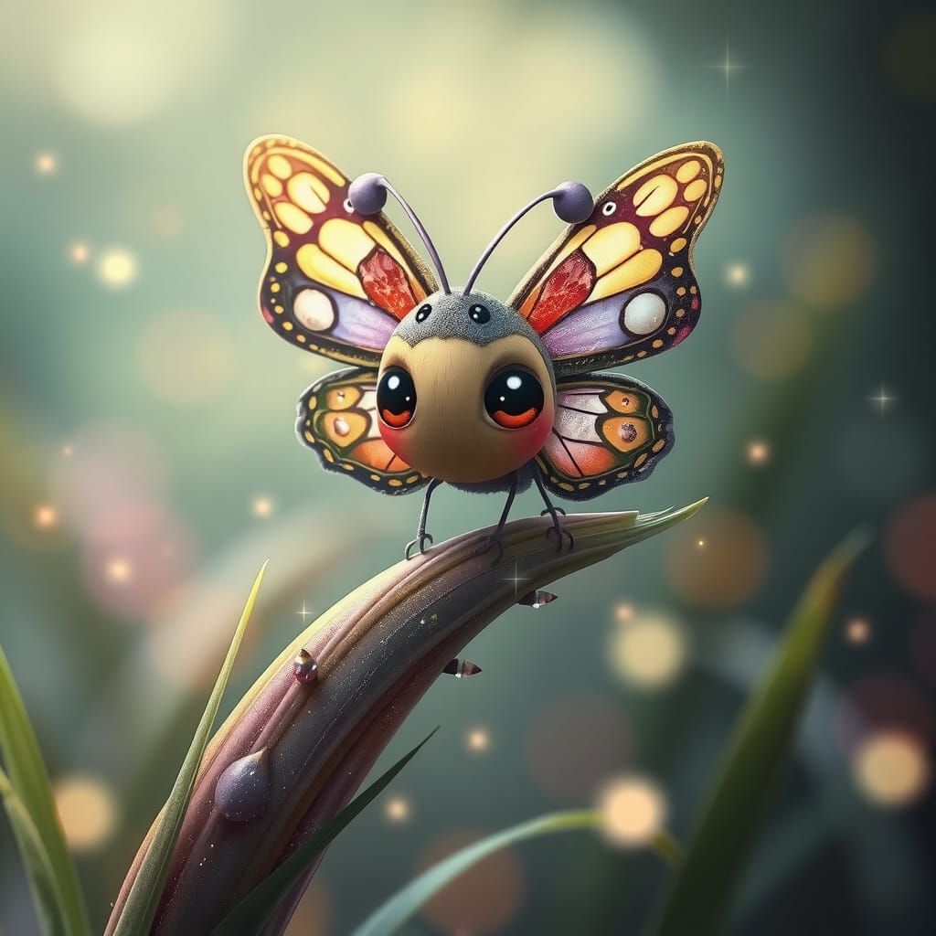Adorable Fantasy Butterfly in Enchanted Forest