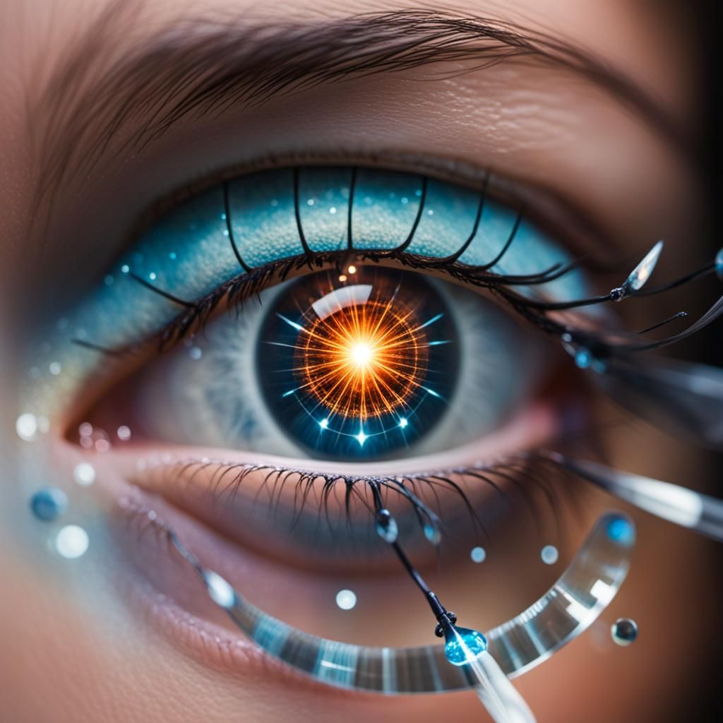 Eye Reflecting Earth with Electric Arrows