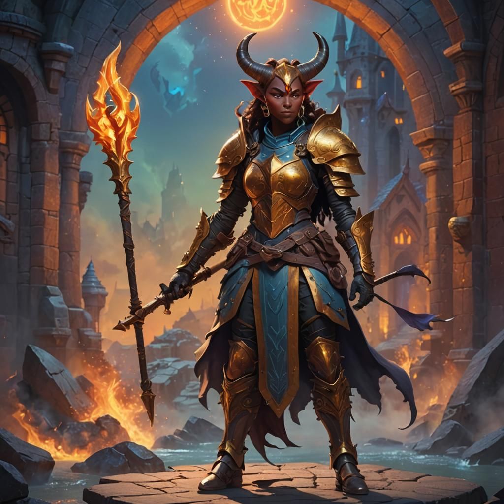 Heroic Tiefling Paladin in Vibrant 3D Art