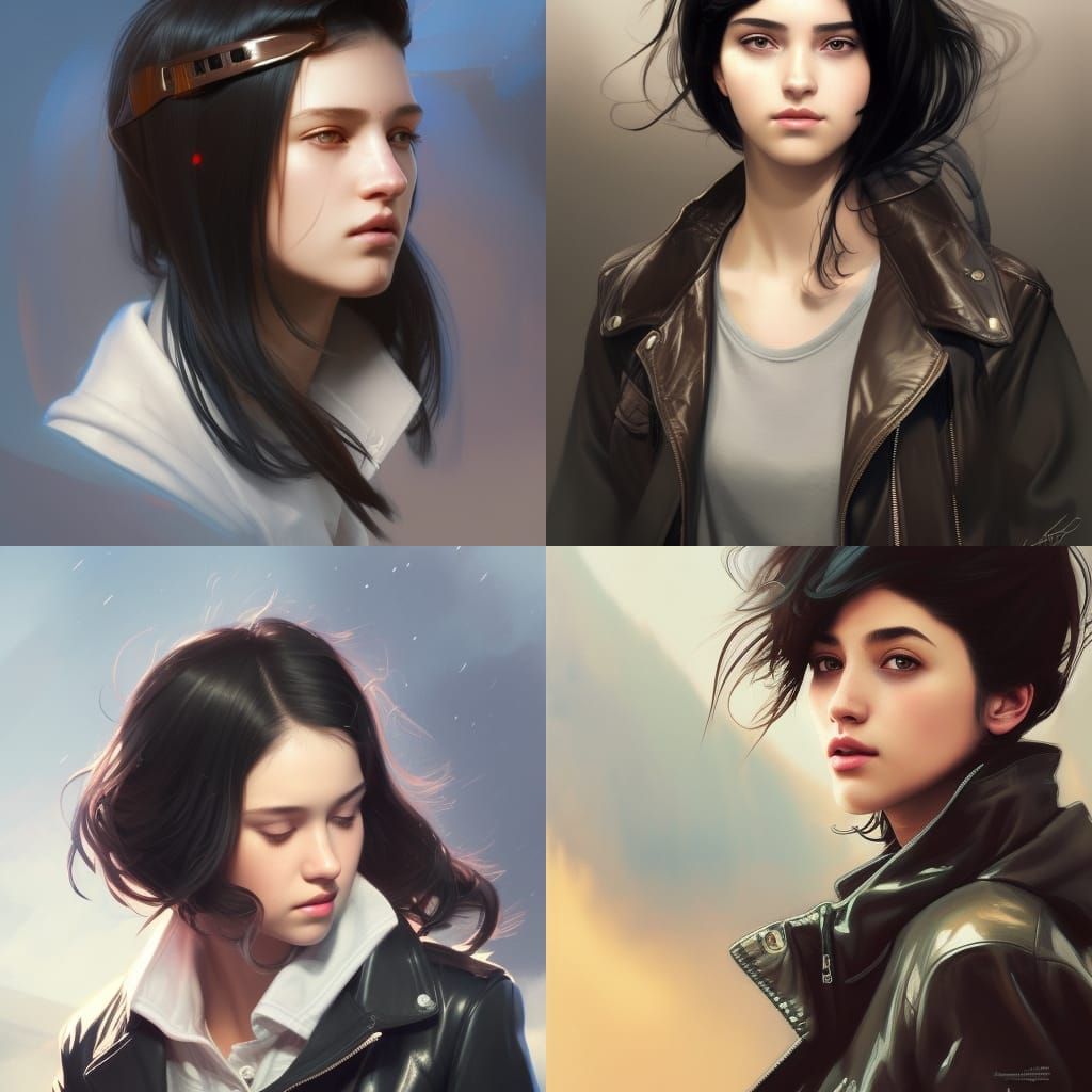 Girl in Aviator Jacket: Hyperdetailed Portrait