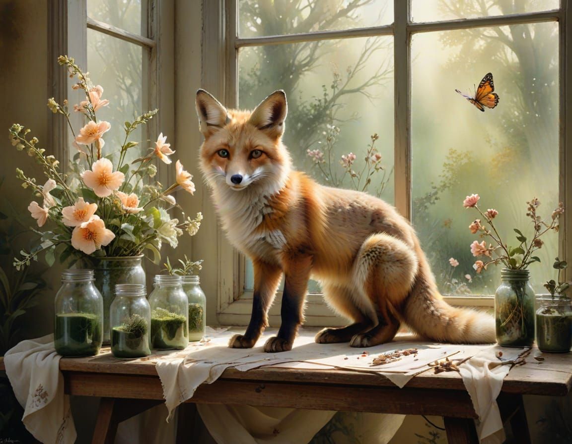 Fox Kit and the Easel Garden