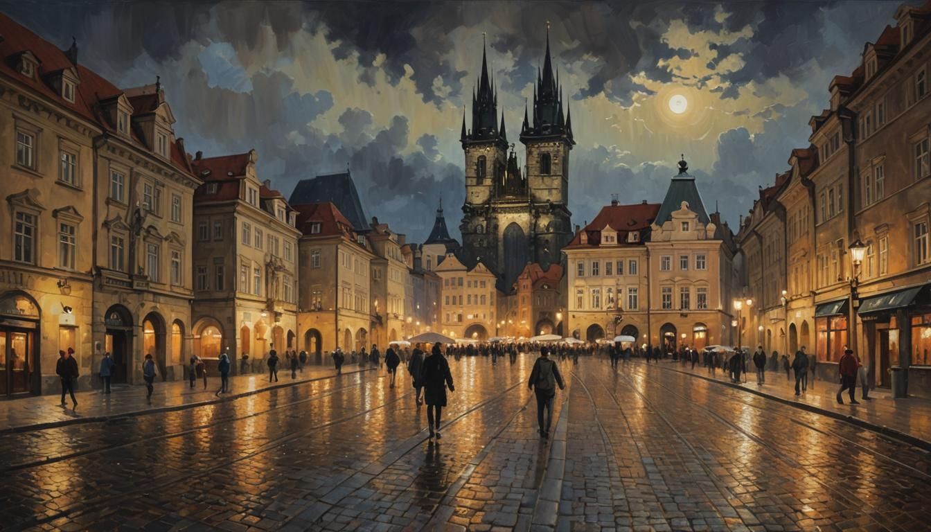 Vibrant Night at Staromestske Namesti, Prague