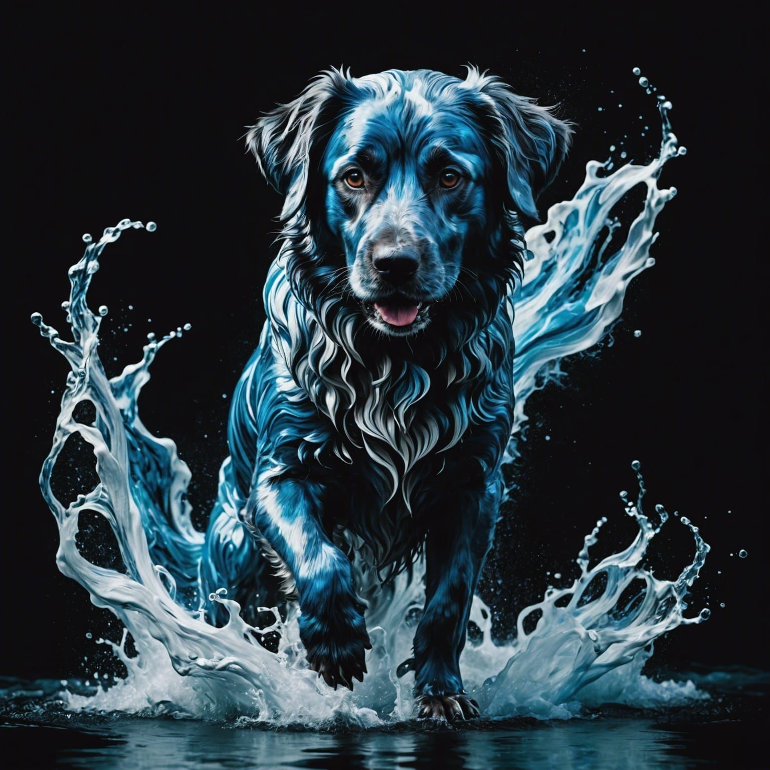 Ethereal Water Dog in Motion: Digital Art