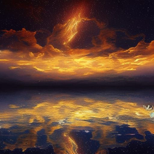 Dragon Soaring Through Starry Night Sky