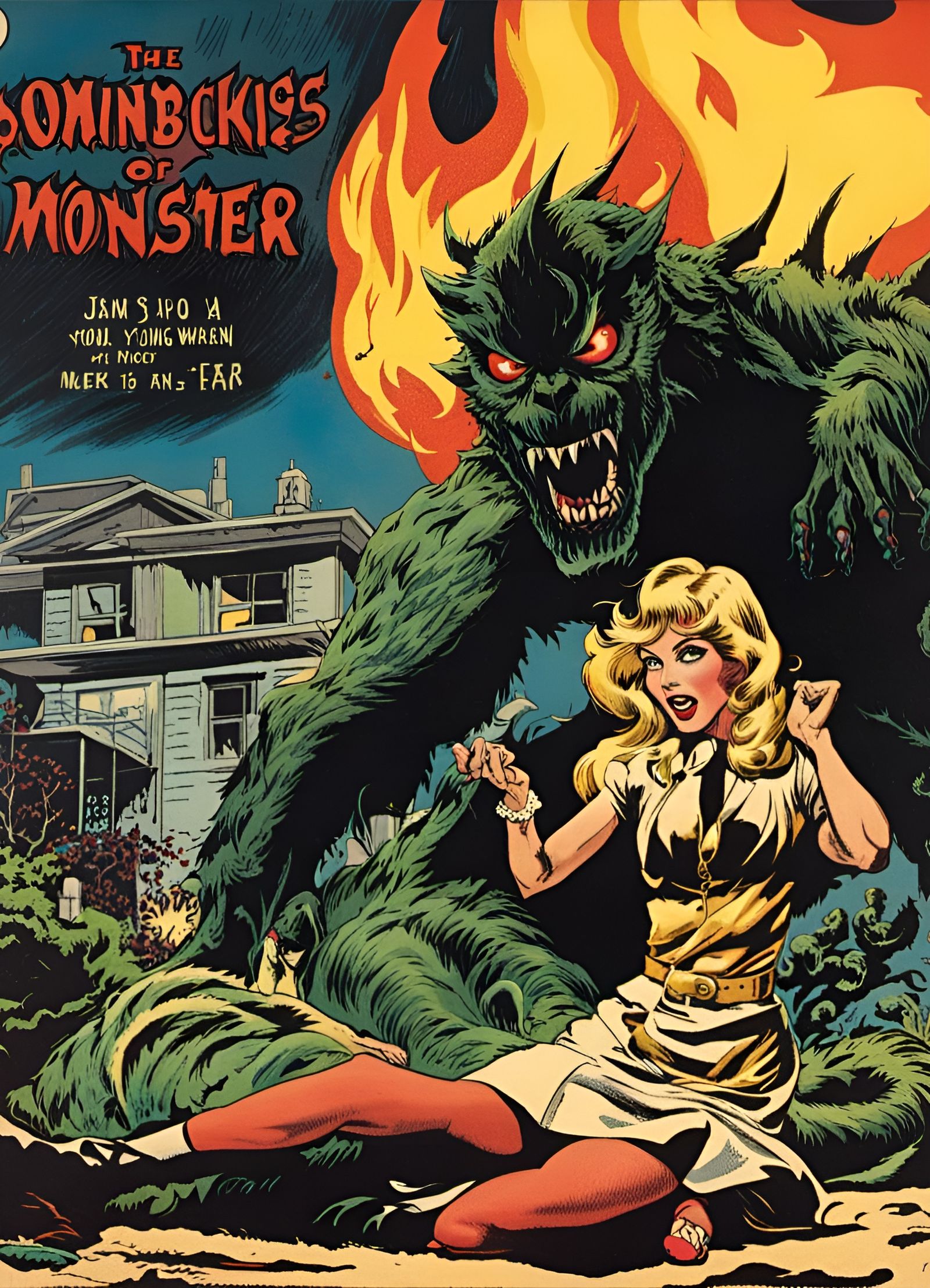 Vintage Comic Art: Woman and Monster
