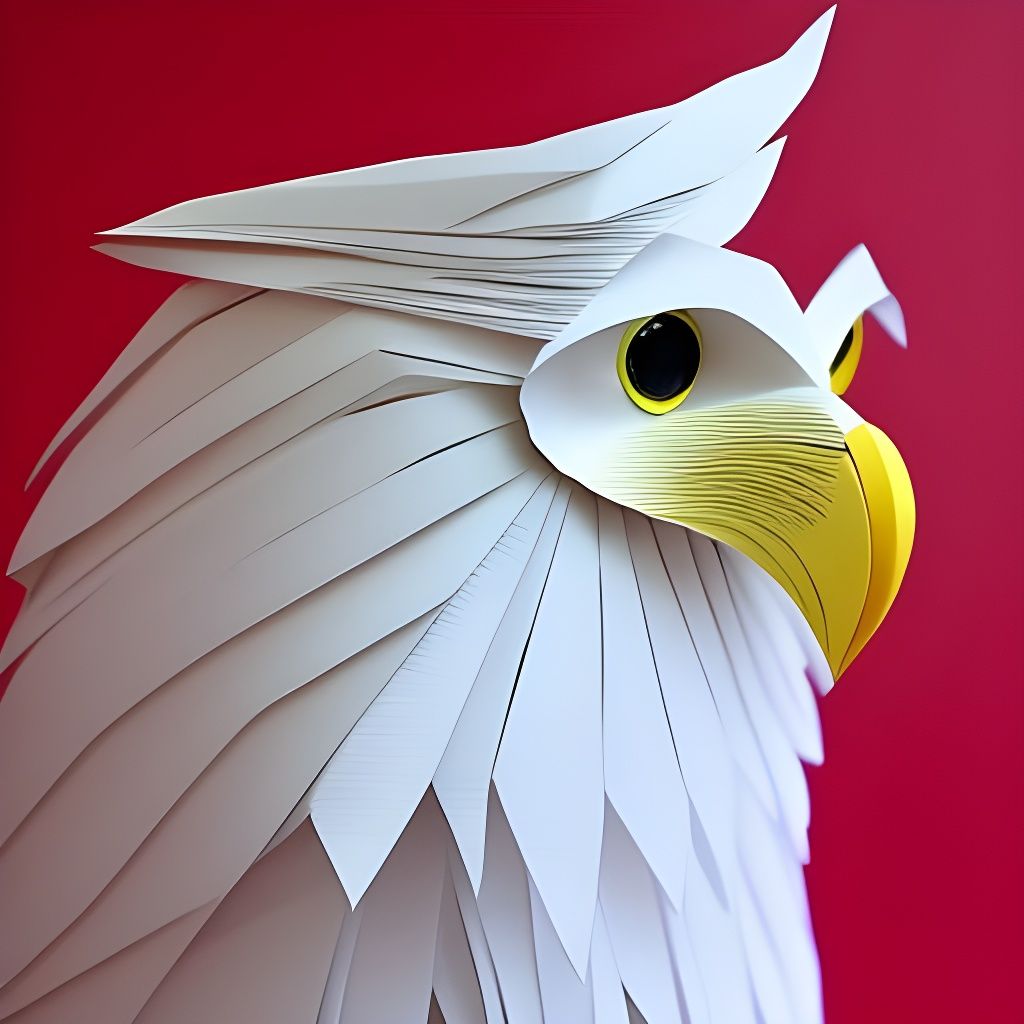 Intricate Paper Sculpture of a White Owl