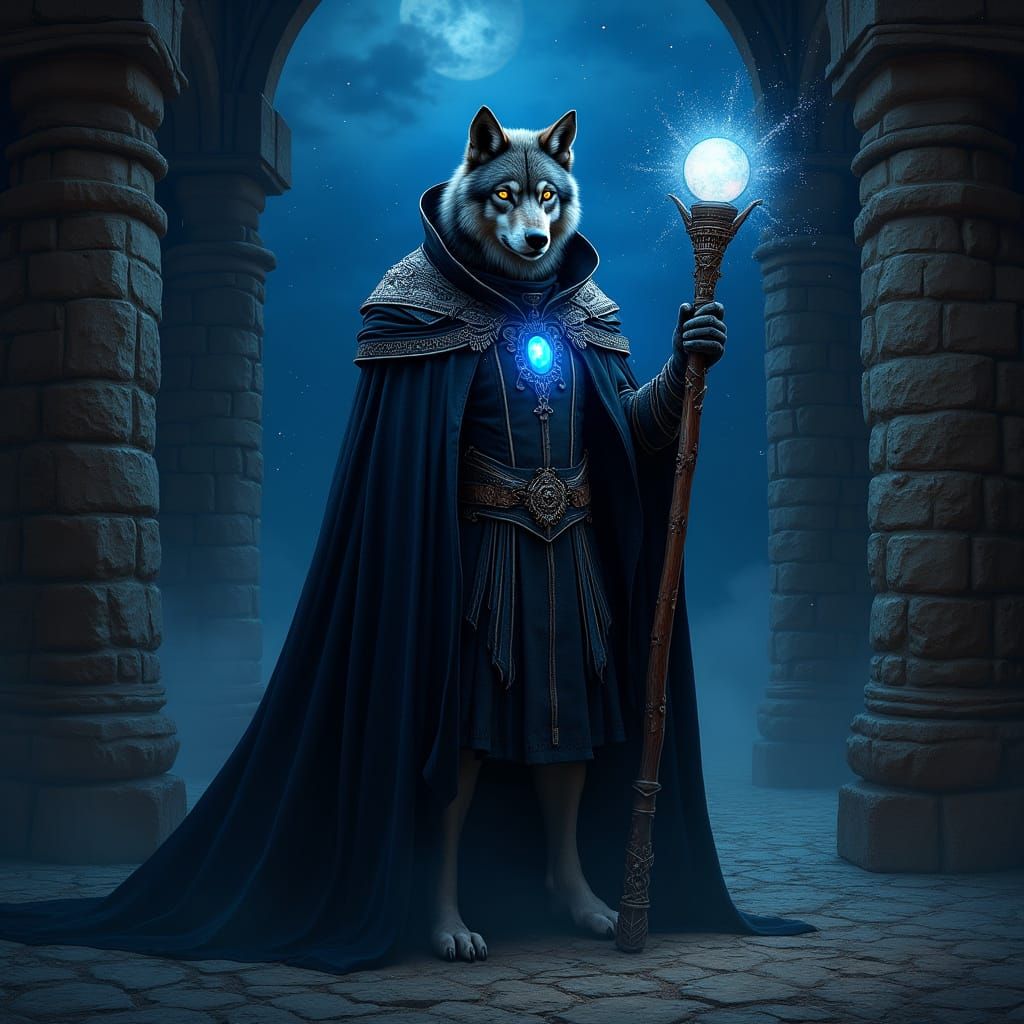 Wolf Wizard in Dark Fantasy Realism