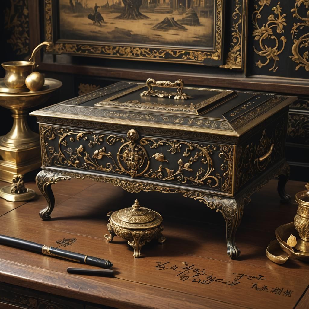 Bronze Box and Wand in English Teahouse
