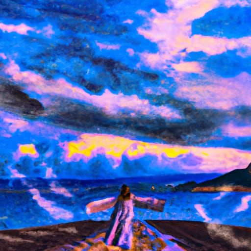 Girl on White Road: Fantastical Matte Painting