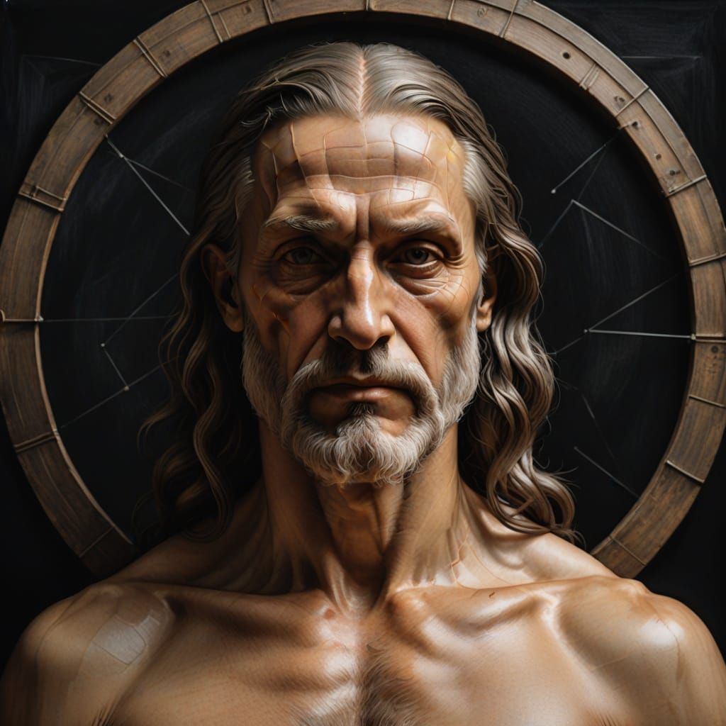 Hyper-Realistic Portrait of a Nude Male Figure in Geometric ...