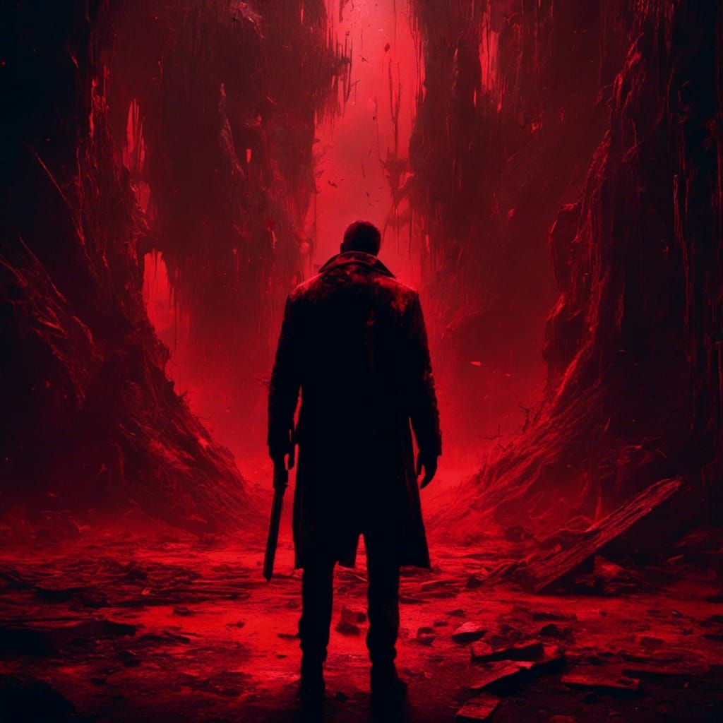 Cyberpunk Shattered Figure in Neon Noir