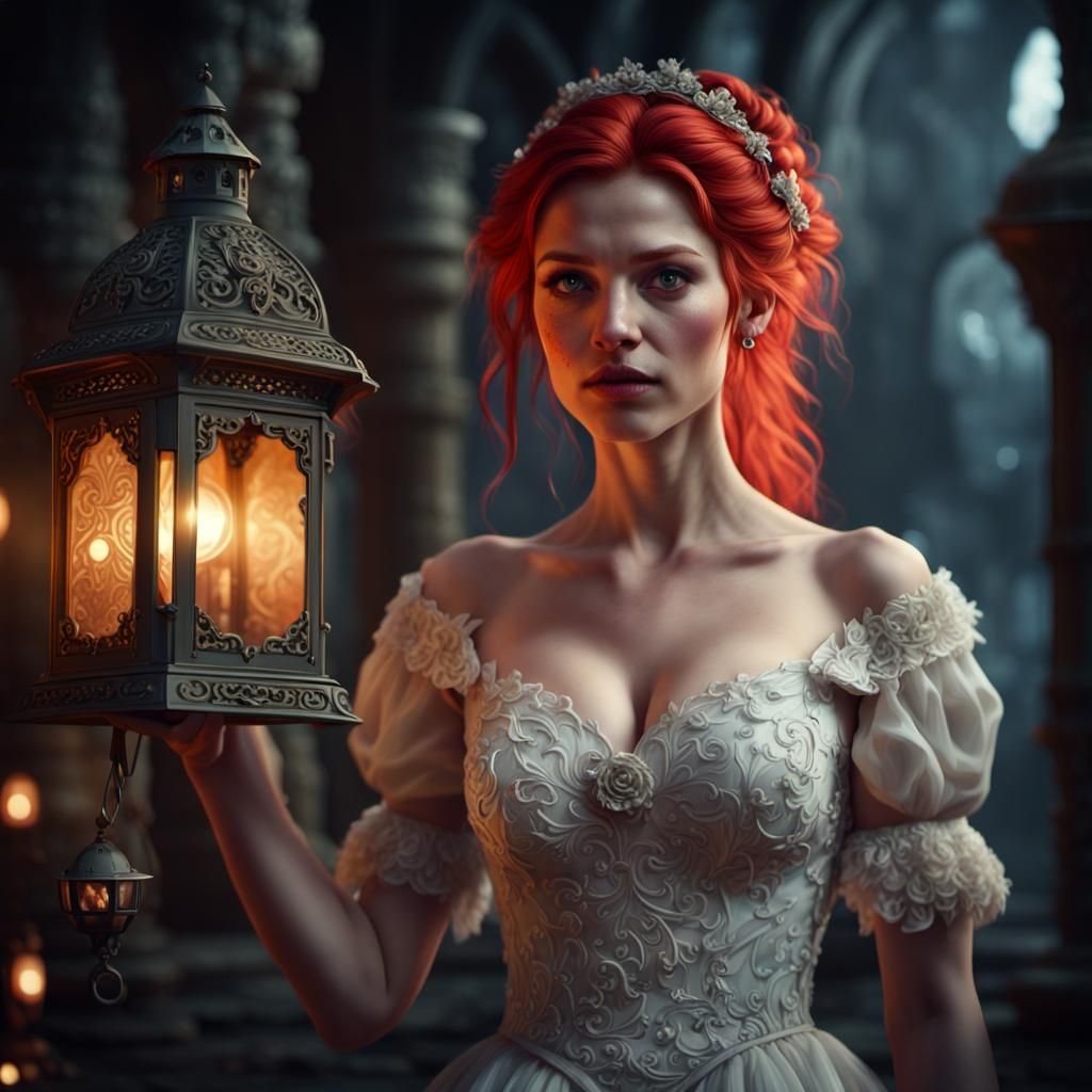 Red-Haired Bride Awaits Her Betrothed, Fantasy Art