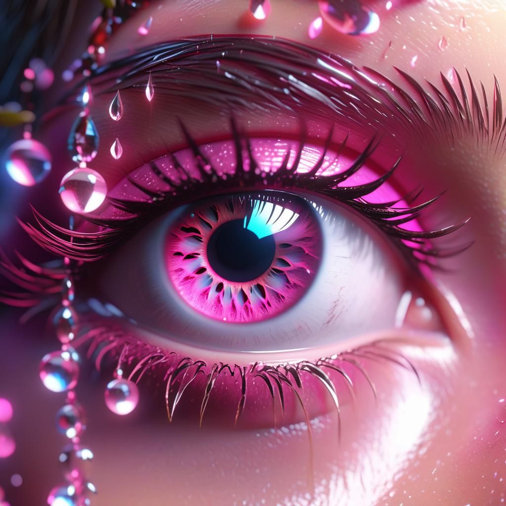 Watching Eye with Tears, 3D Cinematic Render
