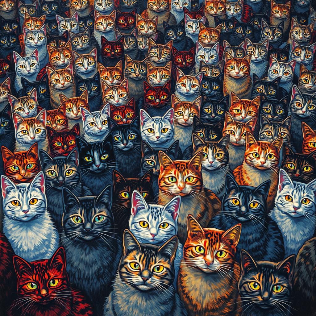 Millions of Cats in Dreamlike Impressionist Style