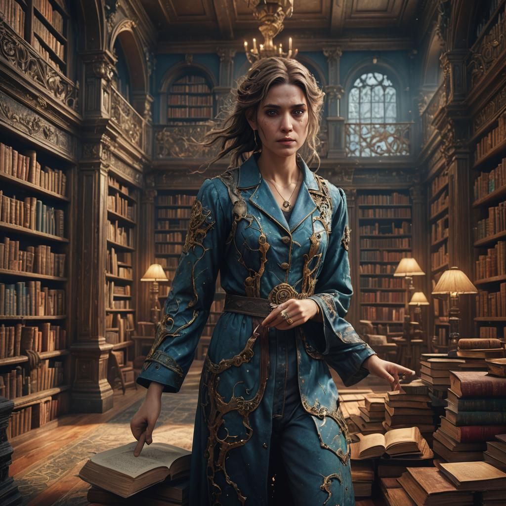 Scary Library Book Cover: Detailed Matte Painting