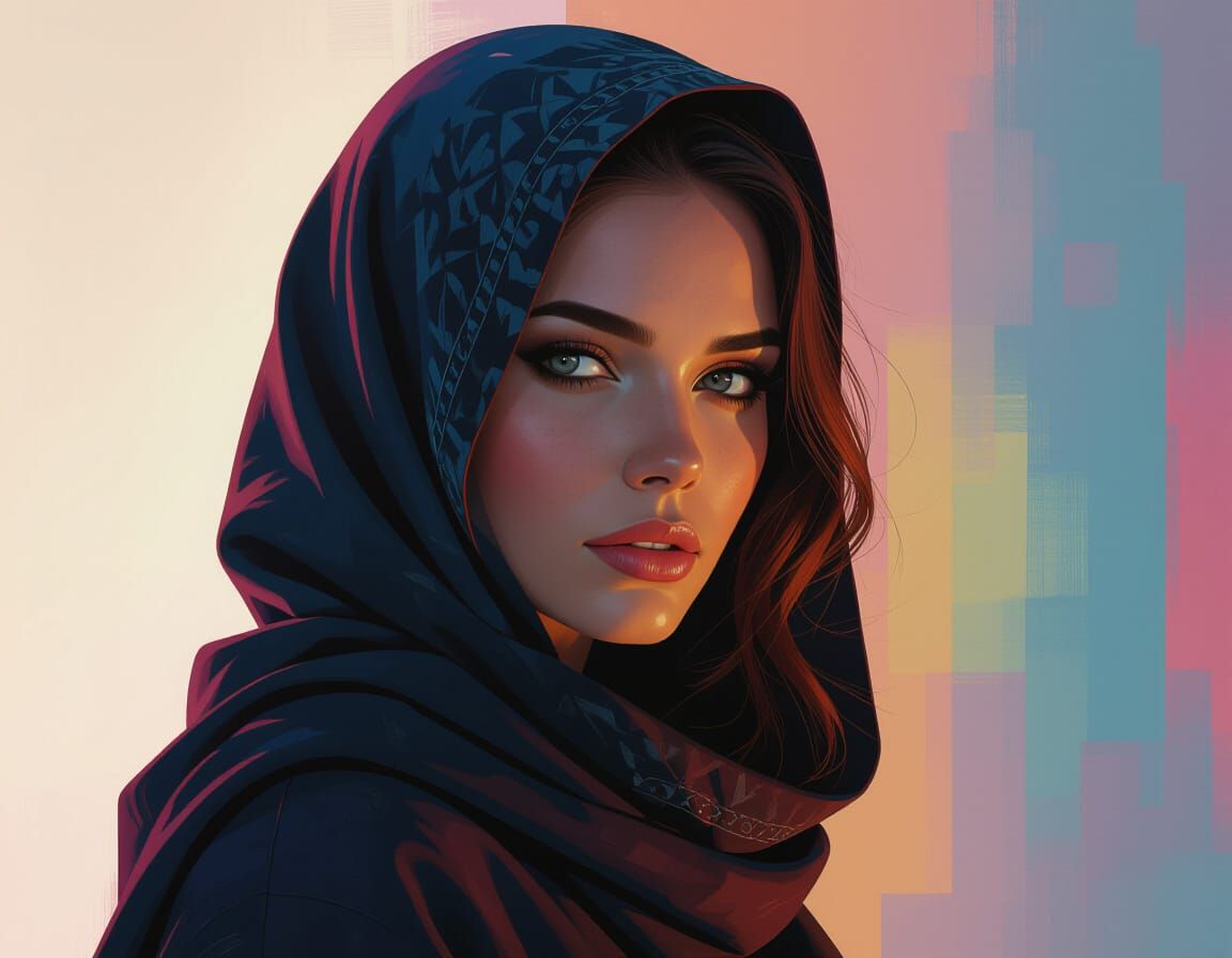 Mysterious Woman Portrait with Dramatic Lighting