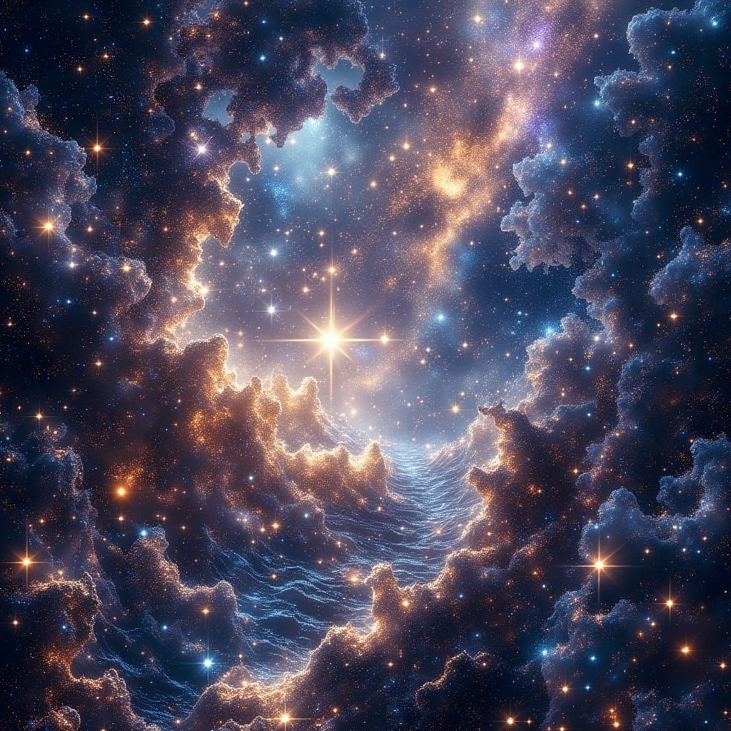 Hyperrealistic Fractal Stars in Cosmic Vista