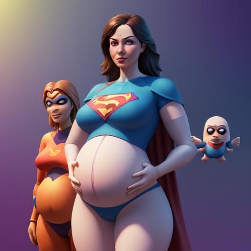 Pregnant Superheroes: 3D Digital Art