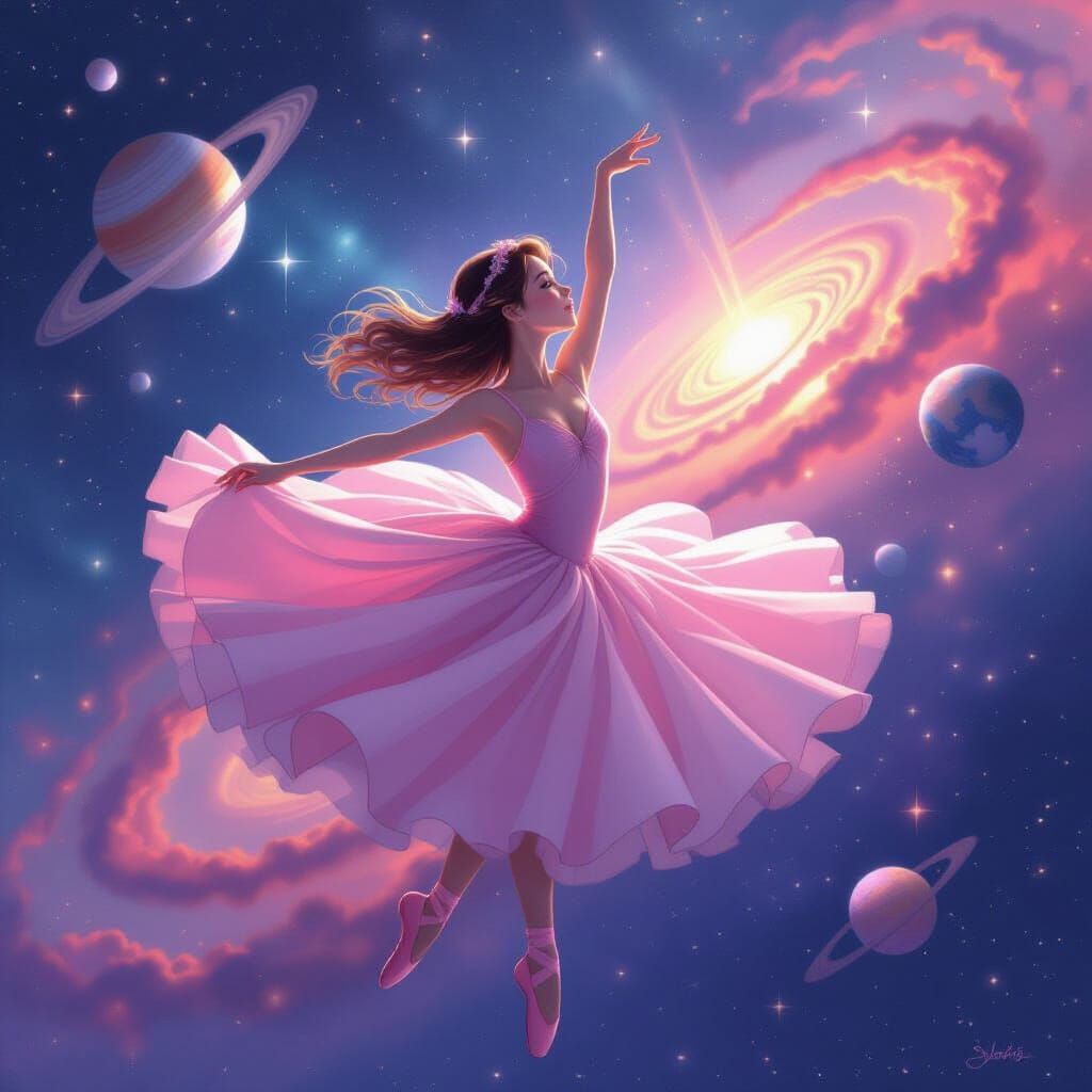 Ballerina's Cosmic Dance: A Digital Art Fantasy
