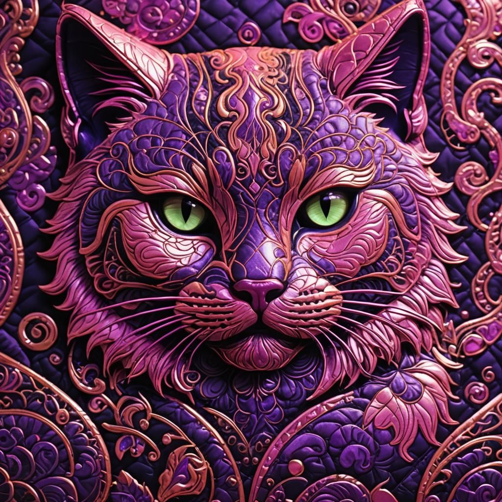 Neon Synthwave Cat Bag in Brocade Fabric