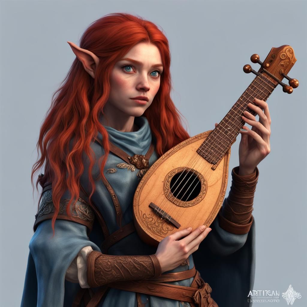 Halfling Bard with Lute, Detailed Fantasy Art