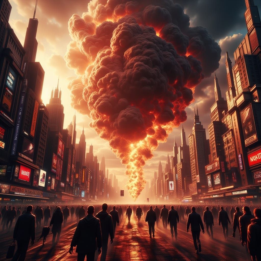 Apocalyptic Metropolis Destruction in Hyperrealistic Style