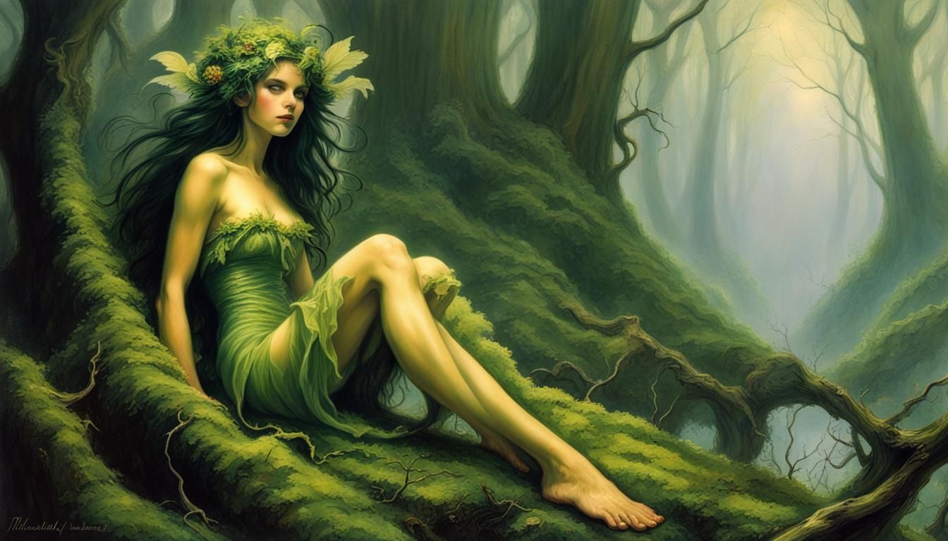 Forest Fairy in Fairycore Style with Green Skin