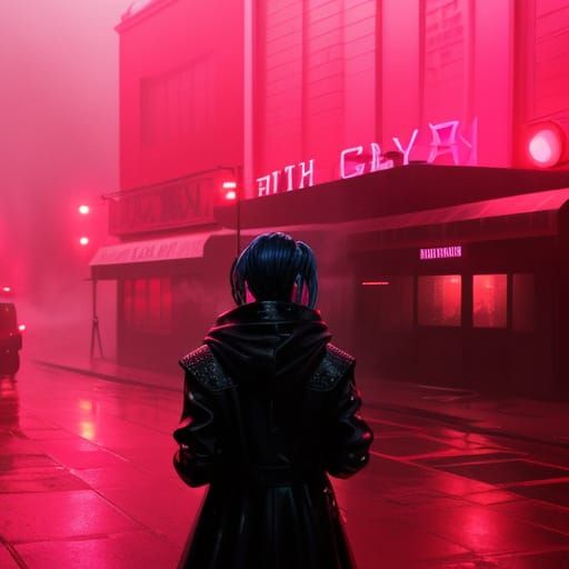 Goth Singer in Dark Sci-Fi Club Scene