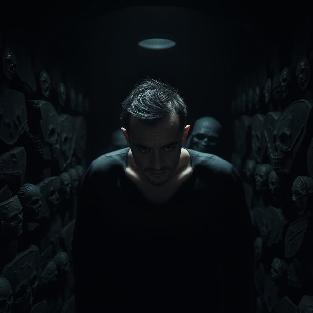 Man Confronts Abstract Emotions in Moody Dungeon