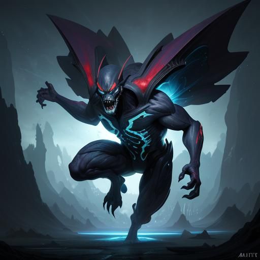 Agile Mutant Nebula Creature in Detailed Matte Painting